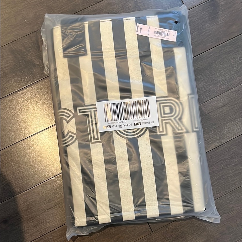 Victoria's Secret Black and White Striped Tote